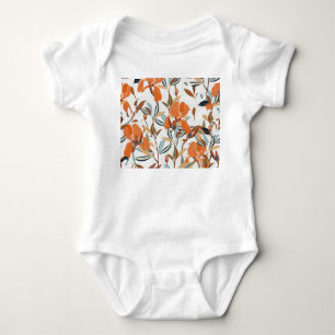 Vintage Orange Iris Floral Pattern Baby Bodysuit