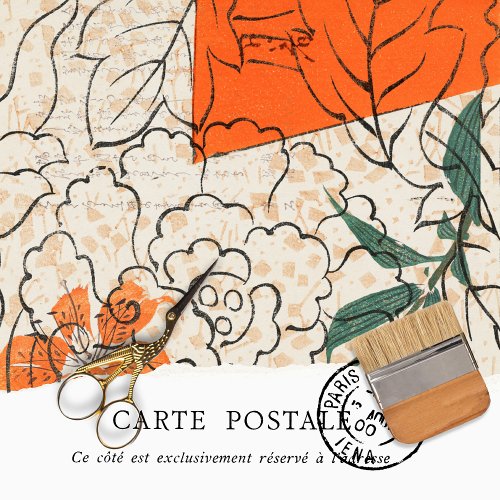Vintage Orange Japanese Decoupage Tissue Paper