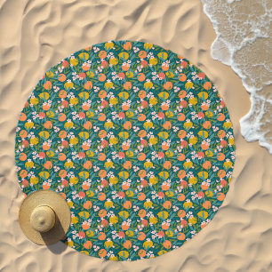 Vintage Orange & Lemon Blossom Pattern Beach Towel