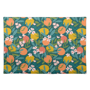 Vintage Orange & Lemon Blossom Pattern Cloth Placemat