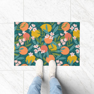 Vintage Orange & Lemon Blossom Pattern Doormat