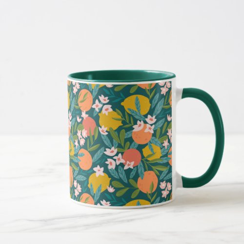 Vintage Orange  Lemon Blossom Pattern Mug