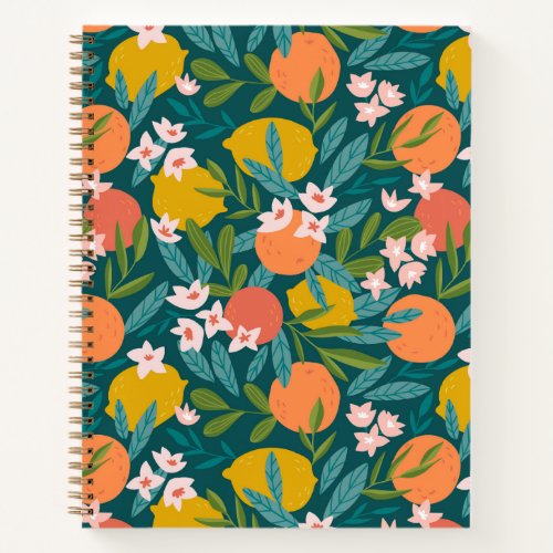 Vintage Orange  Lemon Blossom Pattern Notebook
