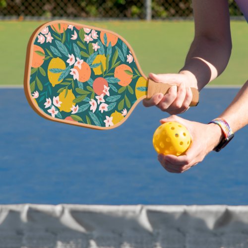 Vintage Orange  Lemon Blossom Pattern Pickleball Paddle