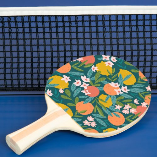 Vintage Orange  Lemon Blossom Pattern Ping Pong Paddle