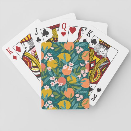 Vintage Orange  Lemon Blossom Pattern Poker Cards