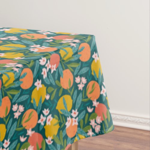 Vintage Orange  Lemon Blossom Pattern Tablecloth