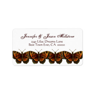 Vintage Orange Leopard Butterflies Wedding Label
