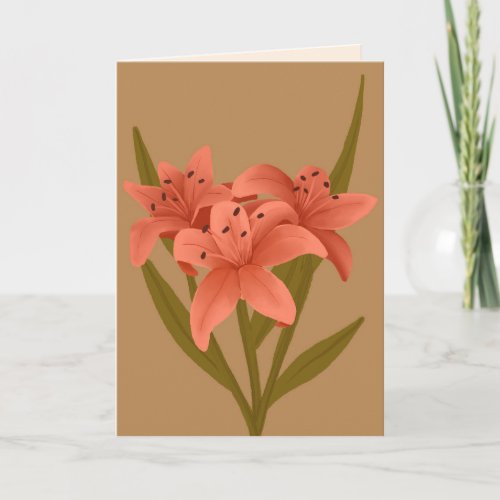 Vintage Orange Lilies Floral Blank Card