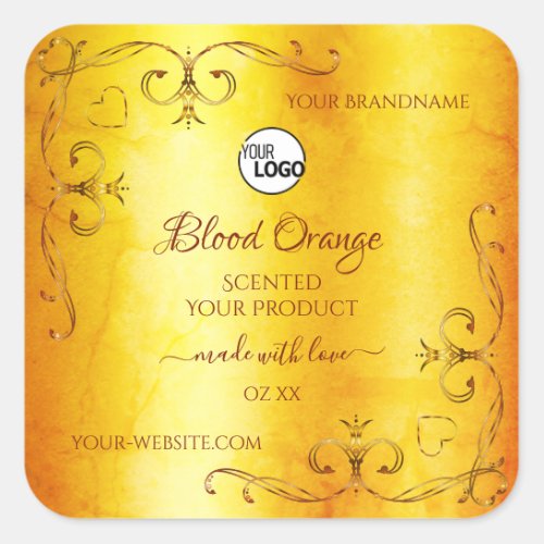 Vintage Orange Marble Ornate Product Labels Logo