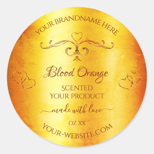 Vintage Orange Marble Product Labels Ornate Hearts