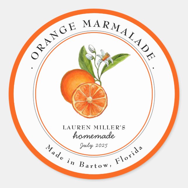 Vintage Orange Marmalade jar Canning label (Front)