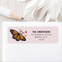 Vintage Orange Monarch Butterfly Return Address