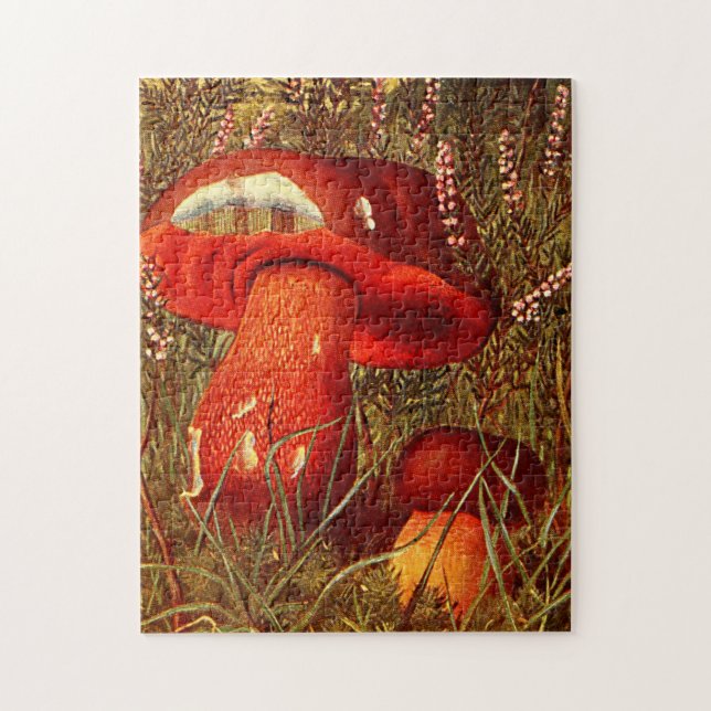 Vintage Orange Mushrooms - Boletus Luridus Jigsaw Puzzle (Vertical)