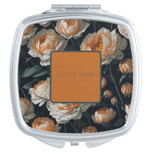 Vintage Orange Peonies La Rose Sauvage  Compact Mirror