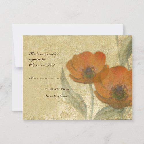Vintage Orange Poppies Wedding RSVP