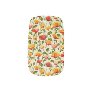 Vintage Orange Poppy Flower Fashion Fingernail Fun Minx Nail Art