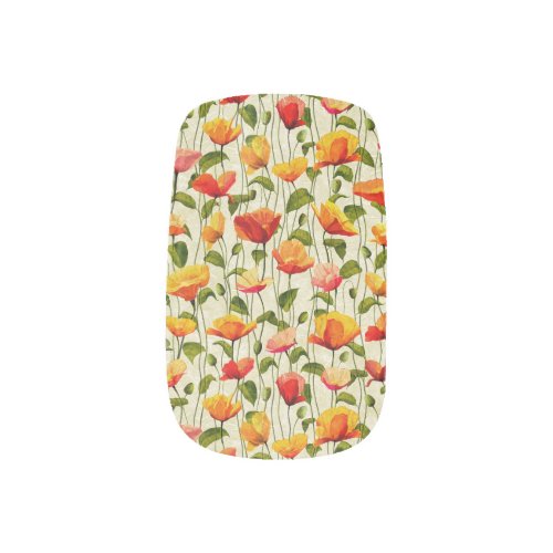 Vintage Orange Poppy Flower Fashion Fingernail Fun Minx Nail Art