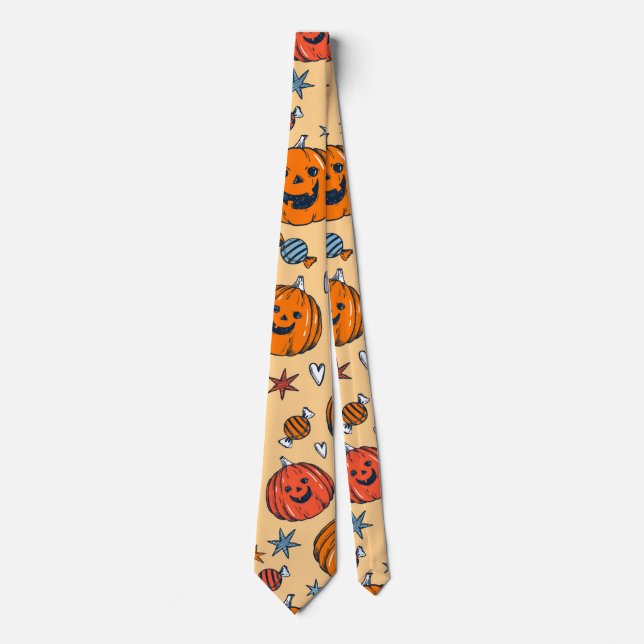 Vintage Orange Pumpkin | Halloween Graphic Neck Tie (Front)