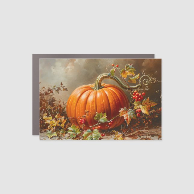 Vintage Orange Pumpkin Painting Car Magnet (Front)