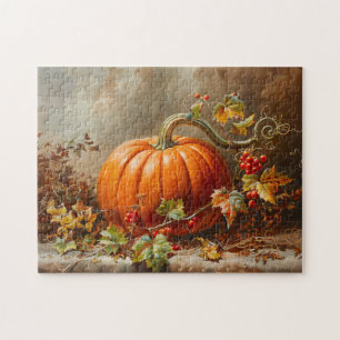 Vintage Orange Pumpkin Painting Jigsaw Puzzle