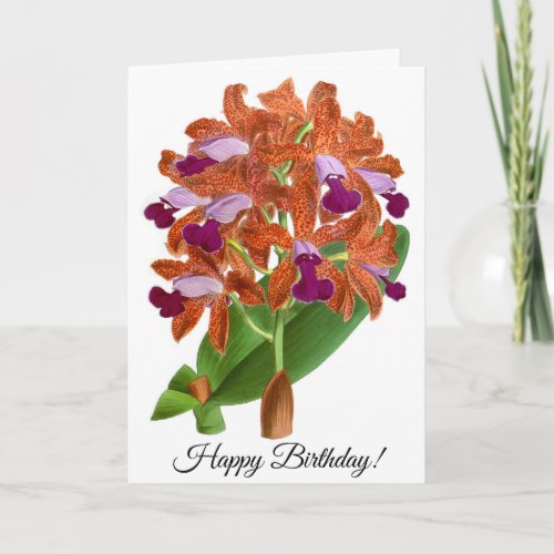Vintage Orange Purple Orchid Flower Card