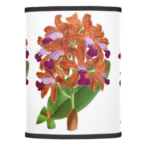 Vintage Orange Purple Orchid Flower Table Lamp