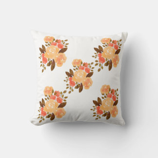 Vintage Orange Red Flowers Floral Throw Pillow