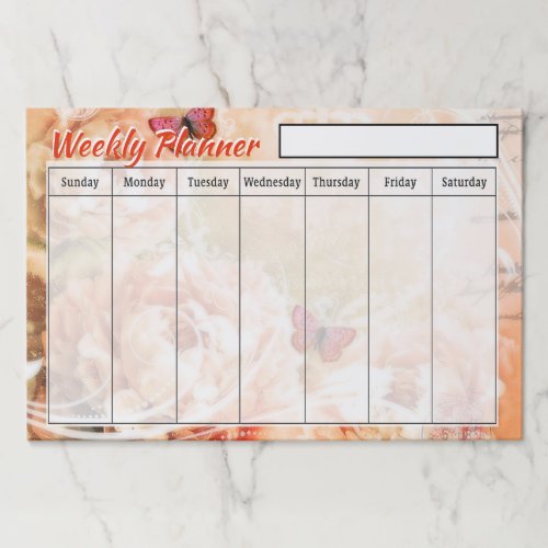 Vintage orange roses weekly planner sheets paper pad