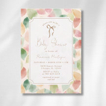 Vintage Orange Sage Autumn Leaf Gold Baby Shower