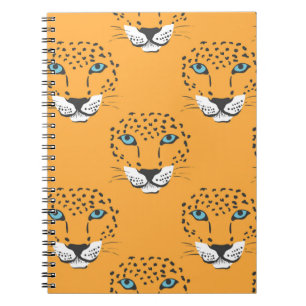 vintage orange seamless pattern with leopard heads notebook