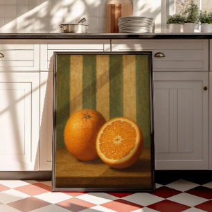 Vintage Orange Still Life Wall Art   Citrus Print
