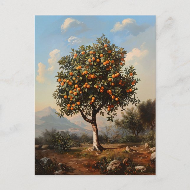 Vintage Orange Tree Landscape Painting Postcard (Front)