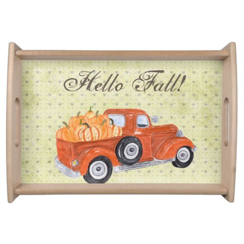 Vintage Orange Truck and Pumpkins Fall  Serving Tray