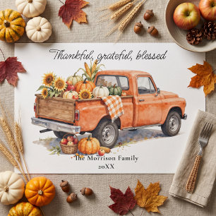 Vintage Orange Truck Thanksgiving Paper Placemat