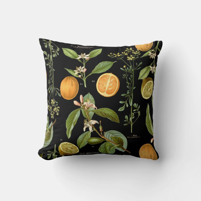 Vintage Oranges and Lemons Throw Pillow (Front)