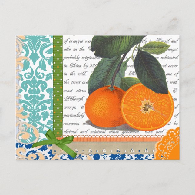 Vintage Oranges Collage Postcard (Front)