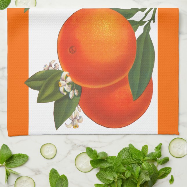 Vintage Oranges Crate Art Kitchen Towel (Folded)