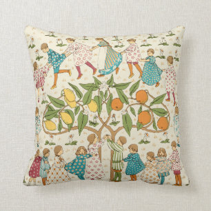 Vintage Oranges & Lemons Nursery Rhyme Pattern Throw Pillow