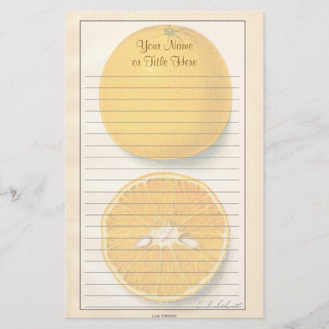Vintage Oranges Stationery (Front)
