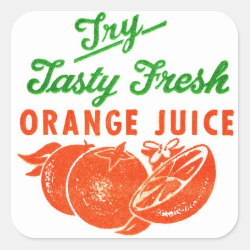 Vintage Oranges Tasty Fresh Orange Juice Square Sticker