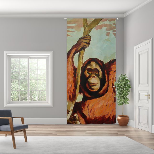 vintage orangutan blackout curtains (Wide)