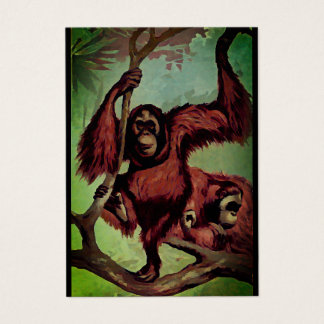 Vintage orangutans on a tree 