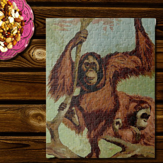Vintage orangutans on a tree