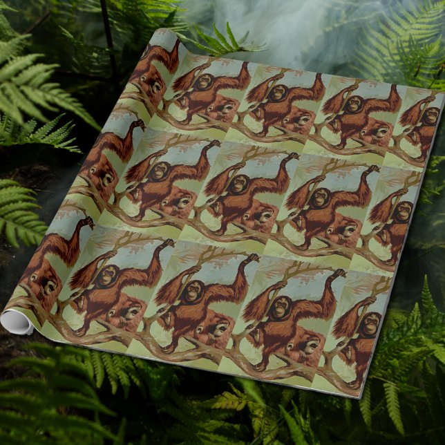 Vintage orangutans on a tree  wrapping paper (Creator Uploaded)