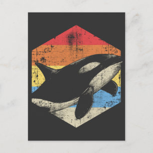 Vintage Orca Art Whale Love Retro Sea Animal Postcard