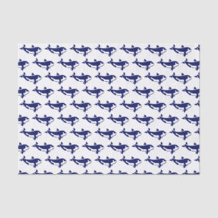 Vintage Orca Killer Whale Silhouette Drawing Blue Tissue Paper