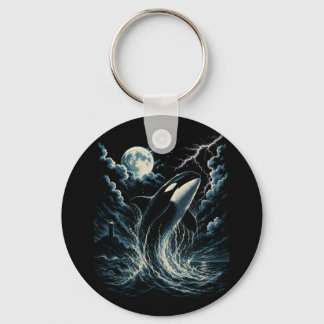 Vintage Orca Midnight Moon 90s Killer Whale Keychain