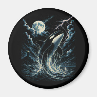 Vintage Orca Midnight Moon 90s Killer Whale Magnet