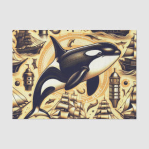 Vintage Orca Nautical Pattern Tissue Paper